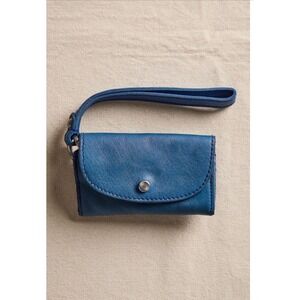 Free People Leather Bag Lanyard wristlet change coin purse blue lapis new nwt